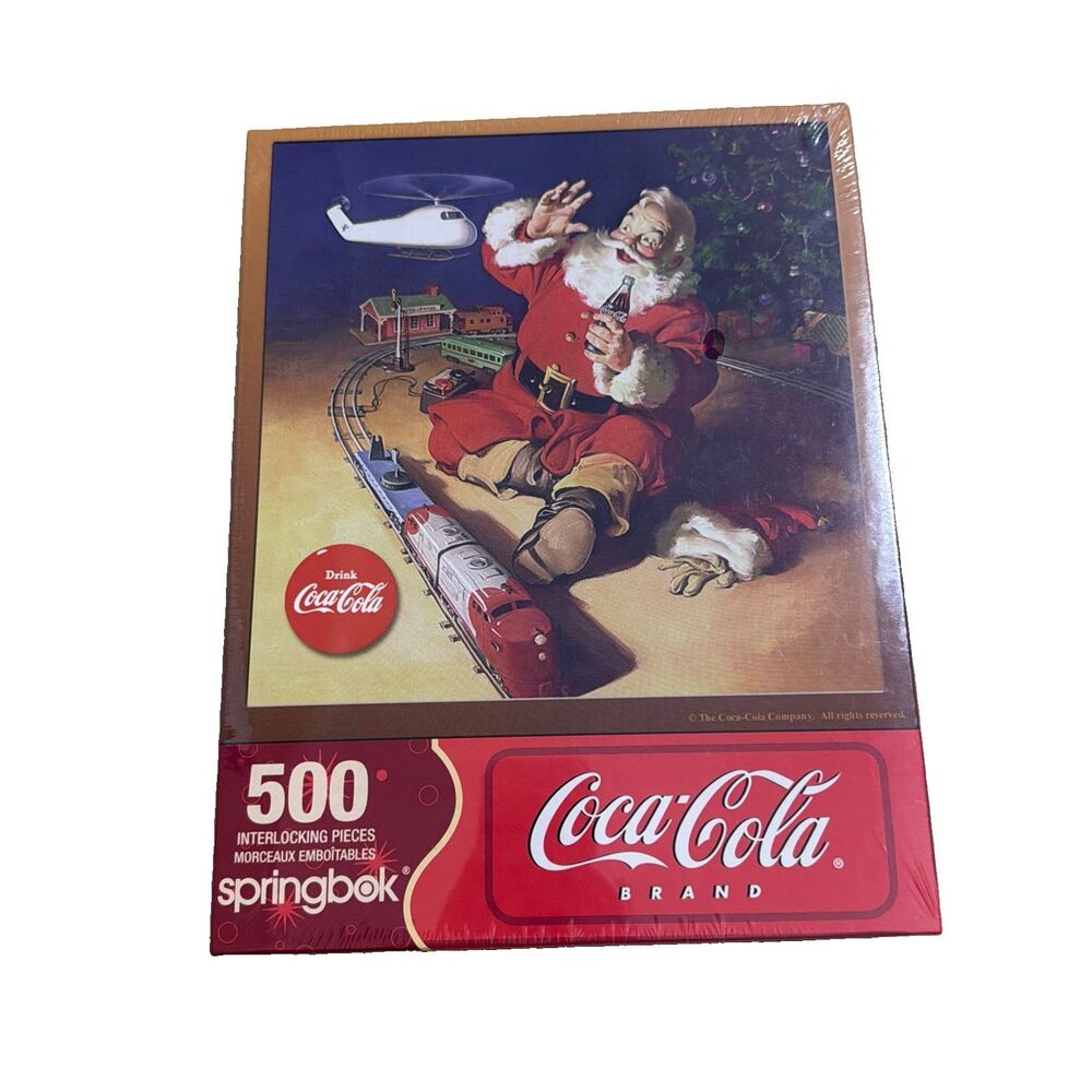 Vintage Springbok Jolly Junction Santa & Coca Cola 500 Piece Puzzle Sealed
